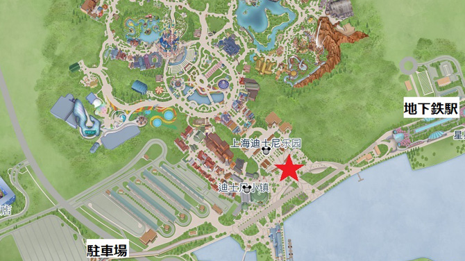 上海ディズニーランド、入園ゲートまでがわかる地図