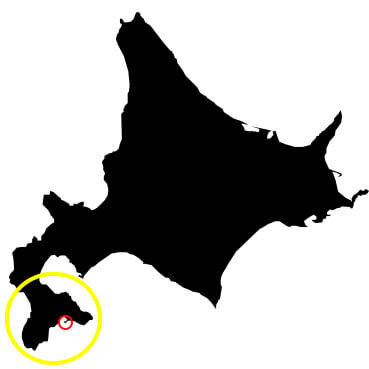 渡島半島の中の函館はここです